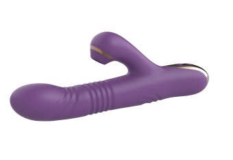Фиолетовый вибратор-кролик с возвратно-поступательной стимуляцией