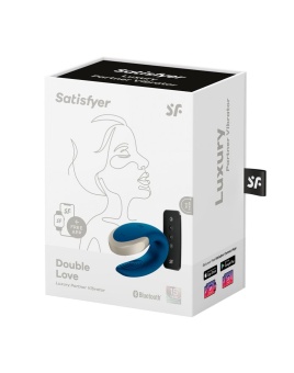 Вибратор для пар Satisfyer Double Love с пультом управления и приложением синий