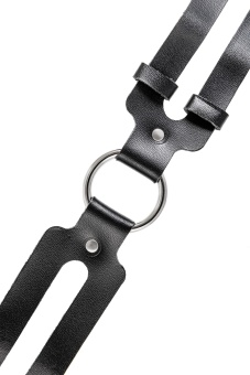 Черный кожаный чокер-ошейник из двух ремешков