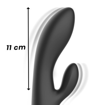 Черный перезаряжаемый вибратор-кролик - 22 см.
