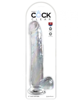 Гелевый фаллоимитатор с мошонкой King Cock Clear 25 см прозрачный