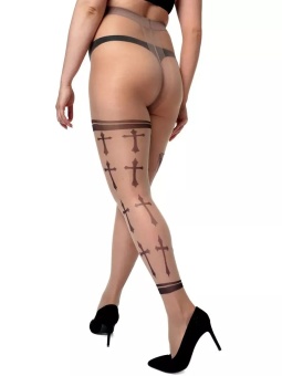 Колготки +size с принтом в виде смерти и крестов