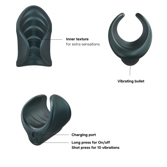 Серый сквозной мастурбатор с вибрацией Manwan Starter