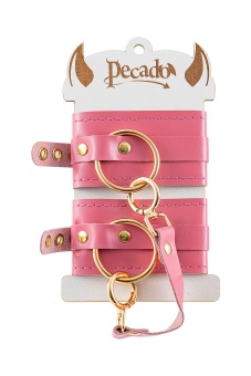 Розовые однослойные кожаные оковы