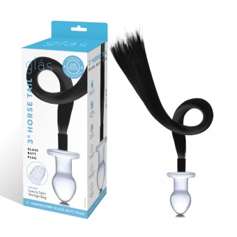 Стеклянная анальная пробка Glas Horse Tail с хвостом
