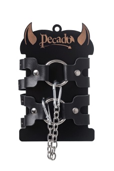 Черные кожаные оковы из двух ремешков