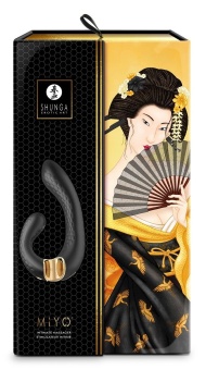 Вибратор с клиторальным стимулятором Shunga MIYO черный - 18,5 см
