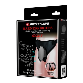 Черные трусики харнесс с платформой Caludio I