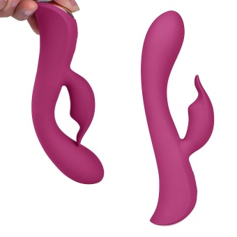 Бордовый вибромассажер-кролик 5 Silicone Bunny Love - 19,1 см.
