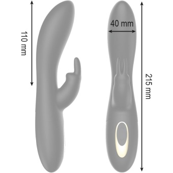 Черный вибратор-кролик с ротацией - 21,5 см.