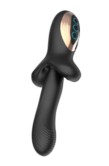 Черный вибратор с постукивающим эффектом - 22 см.