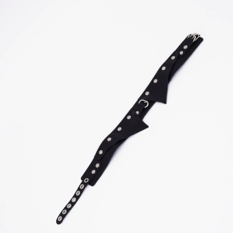 Черный однослойный кожаный ошейник с имитацией воротничка