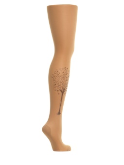 Колготки с принтом в виде деревца на правой ножке