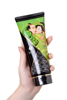 Съедобный массажный крем Shunga Необычные поцелуи Груша и Зелёный чай - 200 мл