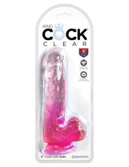 Гелевый фаллоимитатор с мошонкой King Cock Clear 13 см розовый