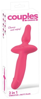 Розовый двусторонний вибратор 2in1 Vibrator   Butt Plug