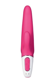 Ярко-розовый вибратор Satisfyer Mr. Rabbit с клиторальным отростком - 22,1 см.
