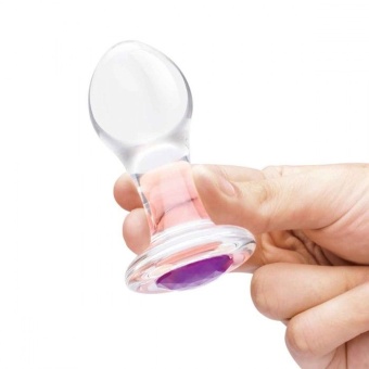 Набор из трех стеклянных анальных пробок с фиолетовыми кристаллами Glas Bling