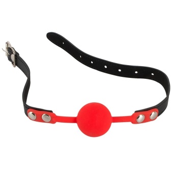 Силиконовый кляп-шар на чёрных ремешках Red Gag silicone