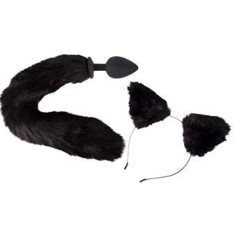 Анальная пробка с хвостом и ушки кошки Pet Play Plug and Ears