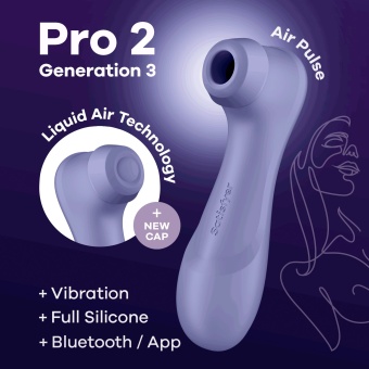 Вакуумный стимулятор с вибрацией и приложением Satisfyer Pro 2 Generation 3 сиреневый