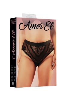 Трусики с кружевом Amor El в размере Queen-Size черные
