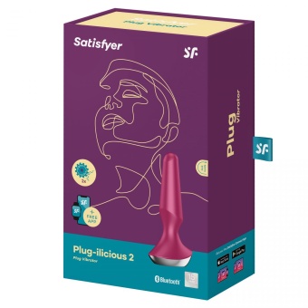Анальная вибропробка Satisfyer Plug Ilicious 2 с приложением малиновая