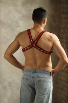 Черно-красная мужская портупея Black-Red