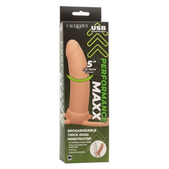 Насадка для двойного проникновения с вибрацией Thick Dual Penetrator телесная