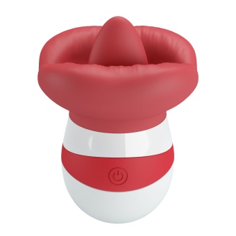 Красно-белый клиторальный стимулятор в форме рта Mina