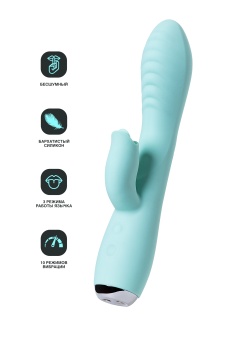 Мятный Вибратор с клиторальным стимулятором и язычком Jos Milo - 20 см