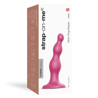 Рельефный фаллоимитатор Strap-On-Me Dildo Plug Beads размер S 12,8 см розовый