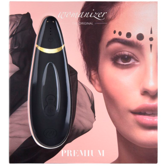 Бесконтактный клиторальный стимулятор Womanizer Premium чёрный/золото