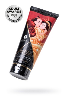 Съедобный массажный крем Shunga Необычные поцелуи Клубника и шампанское - 200 мл