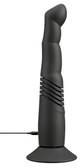 Черный вибратор с поступательными движениями G and P-Spot Thrusting Vibrator - 23 см.