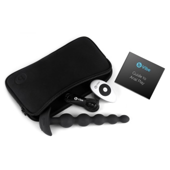 Анальные шарики с 3 моторчиками B-Vibe Cinco Anal Beads черные 20,5 см