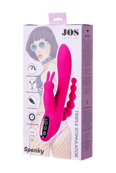 Вибратор с тремя кончиками Jos Spanky розовый