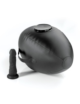 Черный надувной мяч с платформой для фиксации дилдо Body Dock Inflatable Love Ball