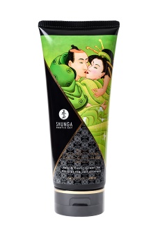 Съедобный массажный крем Shunga Необычные поцелуи Груша и Зелёный чай - 200 мл