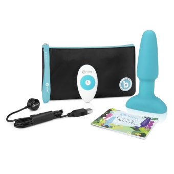 Анальная вибропробка с ротацией b-Vibe Rimming голубая