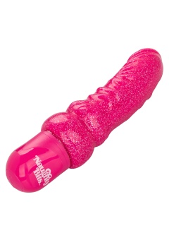 Розовый вибратор-реалистик с блестками Naughty Bits Lady Boner Bendable Personal Vibrator - 20 см.