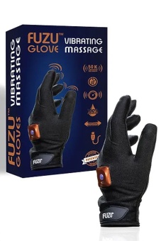 Левая массажная перчатка с вибрацией Fuzu Vibrating Massage Glove M чёрная