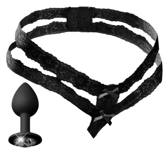 Набор Hookup Crotchless Secret Gem анальная пробка с кристаллом и трусики XL-XXL