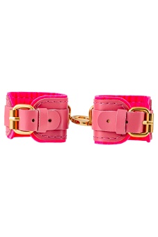 Розовые двуслойные кожаные оковы
