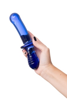 Двухсторонний фаллоимитатор Satisfyer Double Crystal из синего стекла