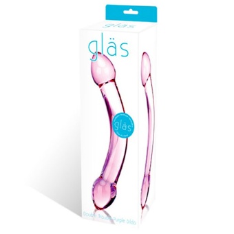 Двухголовый стимулятор из стекла розовый Glas