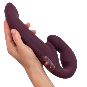 Бордовый безремневой страпон Fun Factory Share Vibe Pro