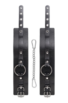 Черные оковы из толстой кожи с люверсами