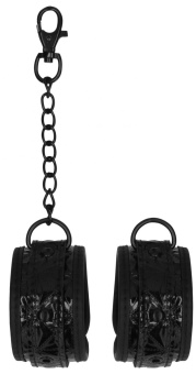 Оковы с рельефным узором Ouch! Luxury Ankle Cuffs чёрные