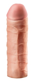 Удлиняющая и утолщающая насадка для пениса Mega Extension телесная - 18 см
